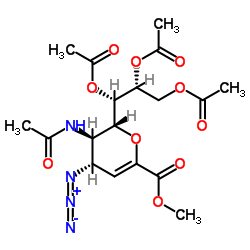 cas no 130525-58-5 is Methyl 5-acetamido-7,8,9-O-triacetyl-2,6-anhydro-4-azido-3,4,5-trideoxy-D-glycero-D-galacto-non-2-enonate