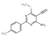 cas no 287922-40-1 is 4-AMINO-2-(4-METHYLPHENYL)-6-(METHYLTHIO)PYRIMIDINE-5-CARBONITRILE