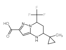 cas no 436088-54-9 is 5-(1-methylcyclopropyl)-7-(trifluoromethyl)-1,5,6,7-tetrahydropyrazolo[1,5-a]pyrimidine-2-carboxylic acid