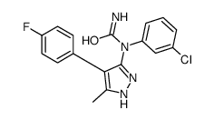 cas no 606102-08-3 is Urea, N-(3-chlorophenyl)-N-[4-(4-fluorophenyl)-5-methyl-1H-pyrazol-3-yl]- (9CI)