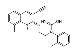 cas no 606104-90-9 is Urea, N-[2-[(3-cyano-8-methyl-2-quinolinyl)amino]ethyl]-N-(2-methylphenyl)- (9CI)