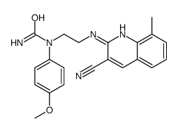 cas no 606104-96-5 is Urea, N-[2-[(3-cyano-8-methyl-2-quinolinyl)amino]ethyl]-N-(4-methoxyphenyl)- (9CI)