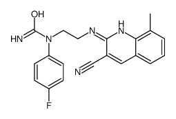 cas no 606105-00-4 is Urea, N-[2-[(3-cyano-8-methyl-2-quinolinyl)amino]ethyl]-N-(4-fluorophenyl)- (9CI)