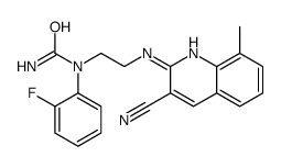 cas no 606105-06-0 is Urea, N-[2-[(3-cyano-8-methyl-2-quinolinyl)amino]ethyl]-N-(2-fluorophenyl)- (9CI)