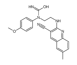 cas no 606105-34-4 is Urea, N-[2-[(3-cyano-6-methyl-2-quinolinyl)amino]ethyl]-N-(4-methoxyphenyl)- (9CI)