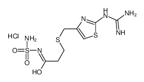 cas no 76824-17-4 is 3-[[[2-[(Aminoiminomethyl)amino]-4-thiazolyl]methyl]thio]-N-(aminosulfonyl)propanamide monohydrochloride