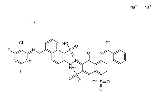 cas no 83400-11-7 is 4-(benzoylamino)-6-[[5-[[(5-chloro-2,6-difluoro-4-pyrimidinyl)amino]methyl]-1-sulpho-2-naphthyl]azo]-5-hydroxynaphthalene-1,7-disulphonic acid, lithium sodium salt