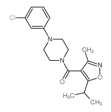 cas no 923872-41-7 is Methanone, [4-(3-chlorophenyl)-1-piperazinyl][3-methyl-5-(1-methylethyl)-4-isoxazolyl]